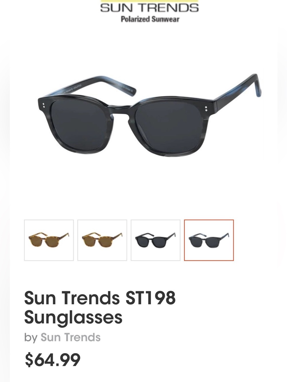 ST198 Men's/Women’s Polarized Sunglasses - Black Smoke